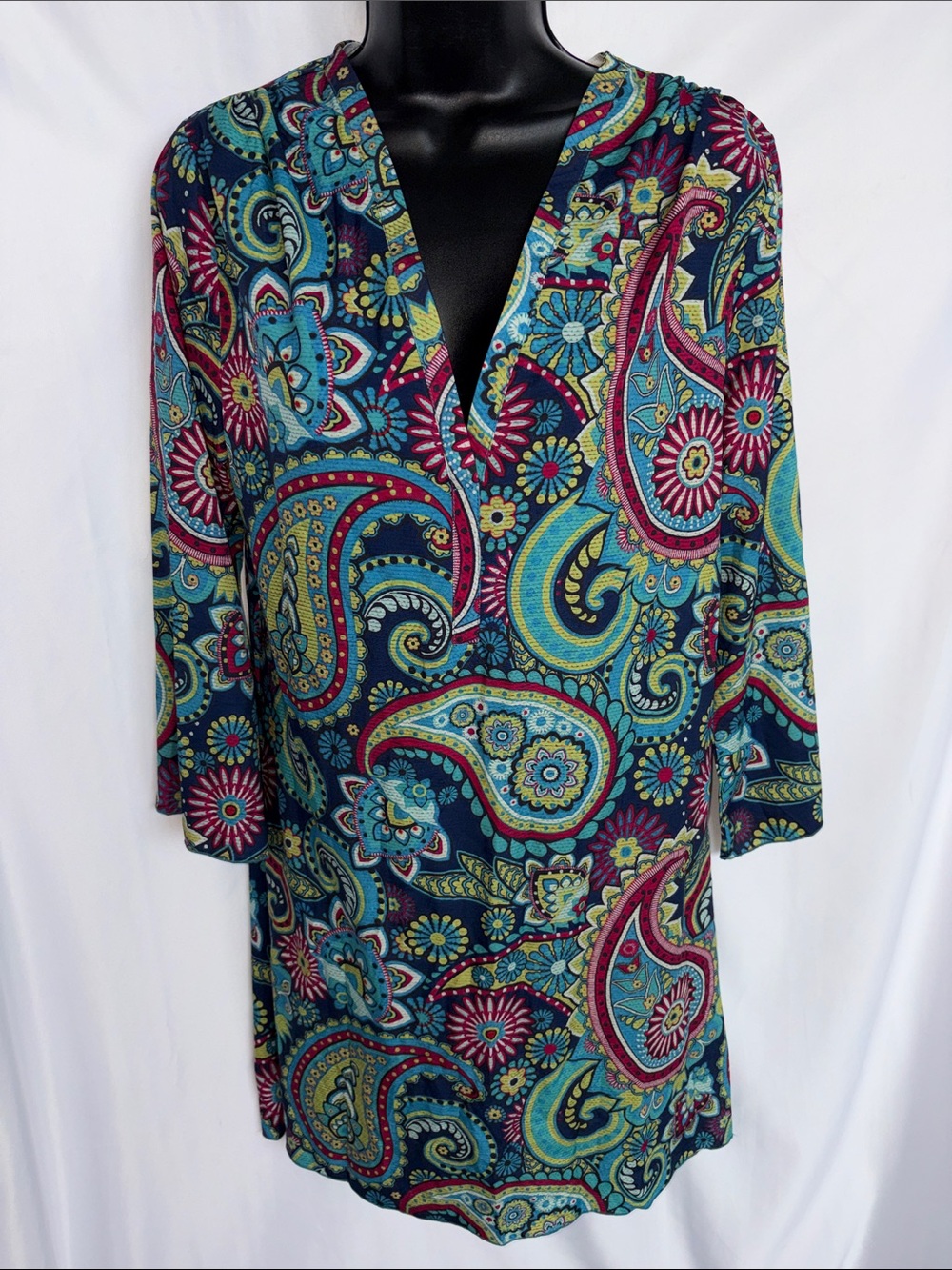 NWT made with love brand paisley floral turquoise/green/red/blue midi dress